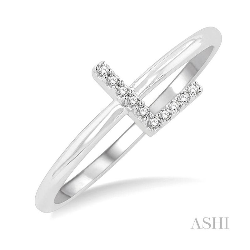ASHI Block 'L' Initial Diamond Ring 365D9PPTSWG-L