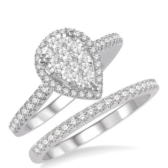 Parkplace Jewelers Pear Shape Halo Lovebright Diamond Wedding Set 126F2PPFVWP-WS