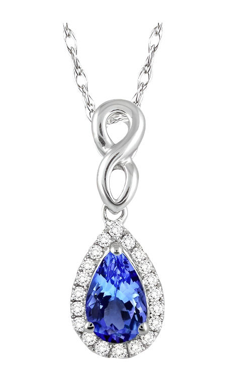 Parkplace Jewelers Pear Shape Gemstone & Halo Diamond Pendant 57058PPTSPDTZWG