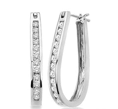 Parkplace Jewelers Channel Set Diamond Hoop Earrings 62073PPTXERWG