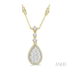 ASHI Pear Shape Halo Lovebright Diamond Necklace 99421PPFVNKYW