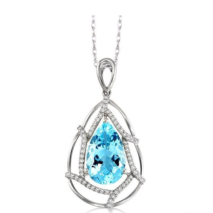 Parkplace Jewelers Pear Shape Gemstone & Diamond Pendant 60867PPFVPDAQWG