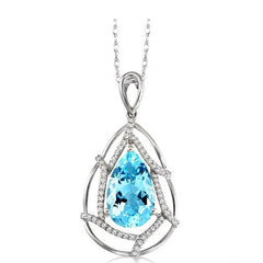 Parkplace Jewelers Pear Shape Gemstone & Diamond Pendant 60867PPFVPDAQWG