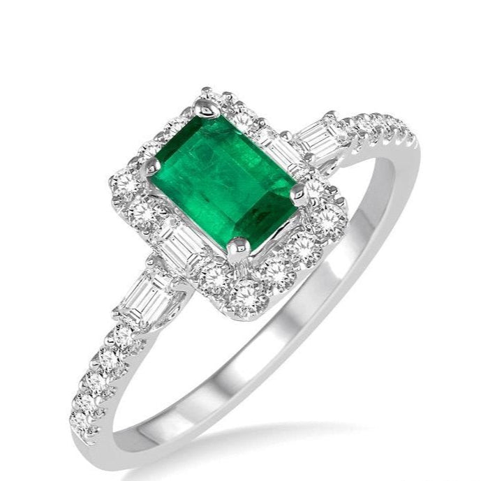 Parkplace Jewelers Emerald Shape Gemstone & Halo Diamond Ring 42613PPFHEMWG