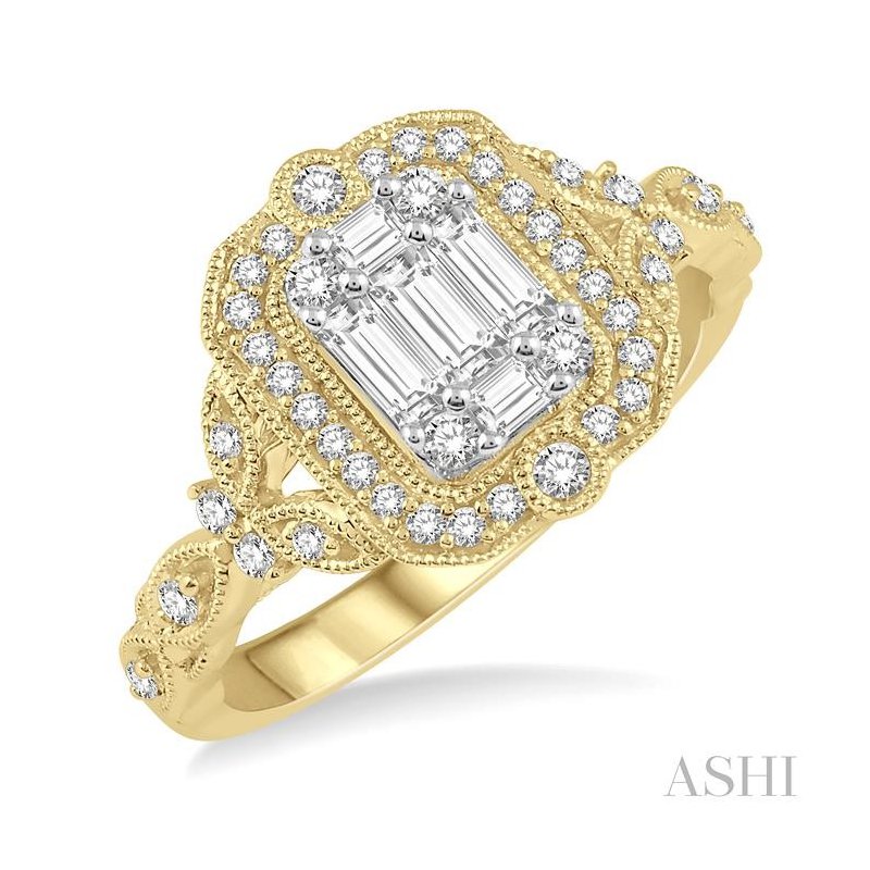 ASHI Halo Fusion Diamond Engagement Ring 118B3PPFGYW