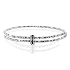 Beaded Bangle in 18k Gold With Diamonds LB2452 WHITE 18K X