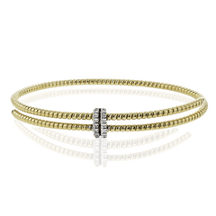 Beaded Bangle in 18k Gold With Diamonds LB2452 WHITE 18K X