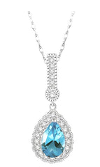 Parkplace Jewelers Pear Shape Gemstone & Halo Diamond Pendant 61187PPFHPDAQWG