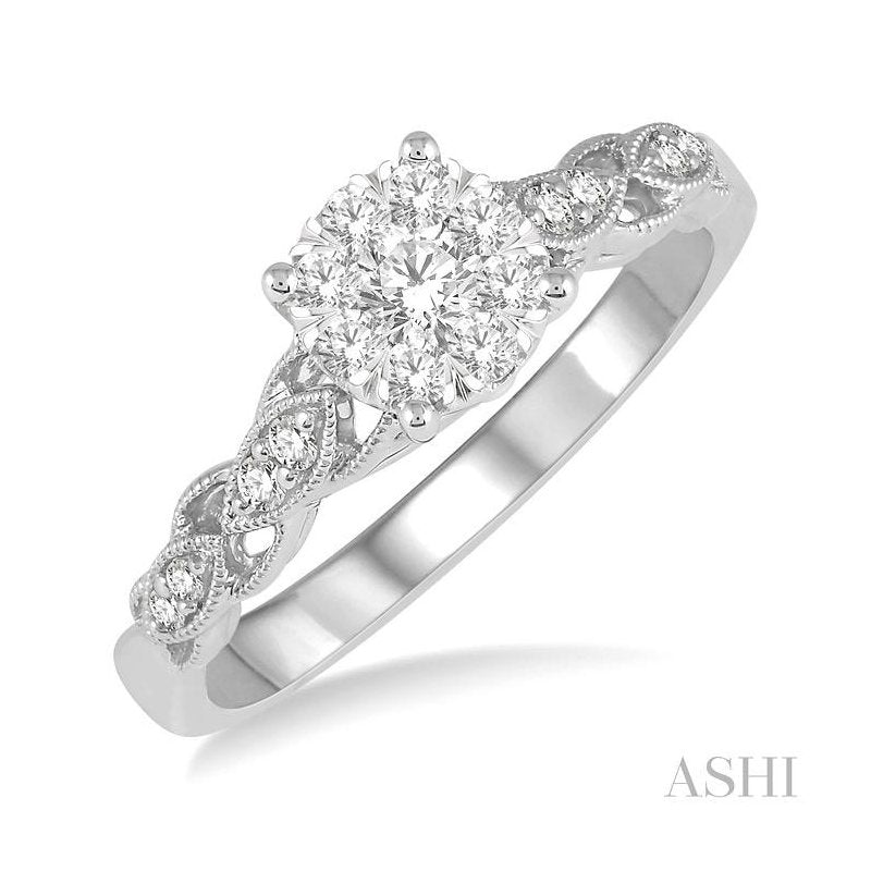 ASHI Round Shape Lovebright Diamond Engagement Ring 147E4PPFHWG
