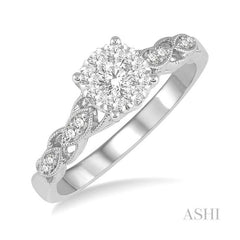 ASHI Round Shape Lovebright Diamond Engagement Ring 147E4PPFHWG