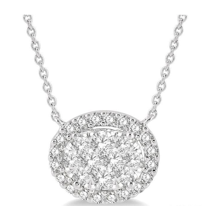 Parkplace Jewelers Oval Shape East-West Halo Lovebright Essential Diamond Pendant 9964VPPFVNKWG
