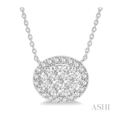ASHI Oval Shape East-West Halo Lovebright Essential Diamond Pendant 9964VPPFVNKWG