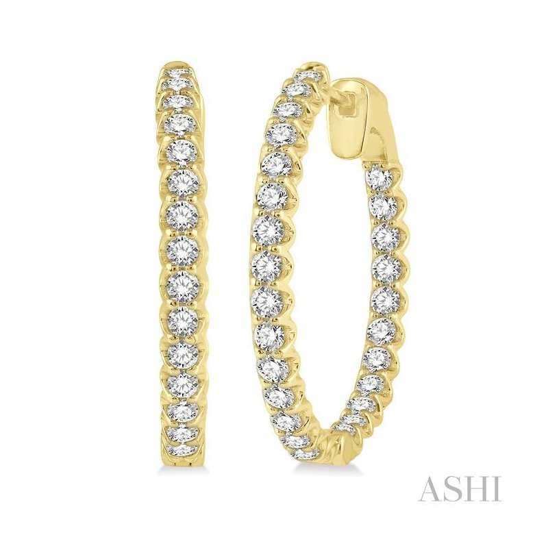 ASHI Inside-Out Diamond Hoop Earrings 622B0PPFGERYG-2.00