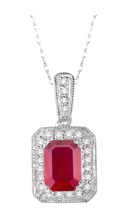 Parkplace Jewelers Emerald Shape Gemstone & Halo Diamond Pendant 58457PPFNPDRBWG