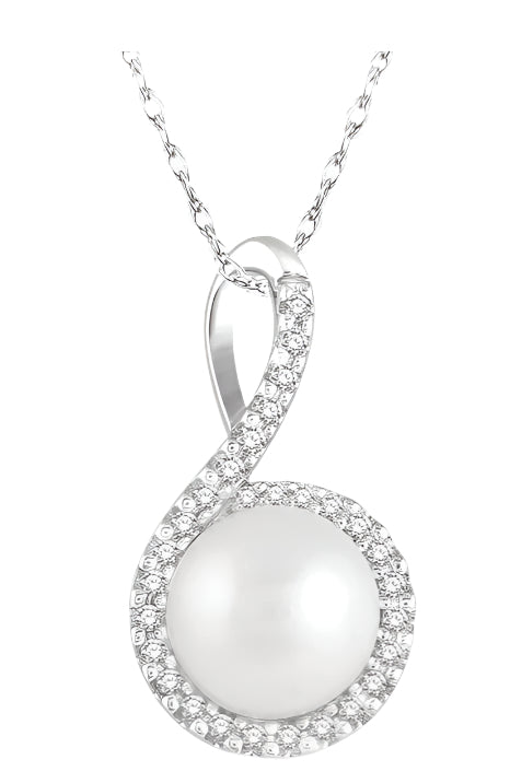 Parkplace Jewelers Pearl & Halo Diamond Fashion Pendant 56848PPTSPDWPWG
