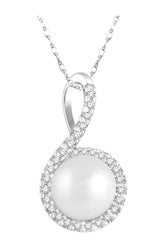 Parkplace Jewelers Pearl & Halo Diamond Fashion Pendant 56848PPTSPDWPWG