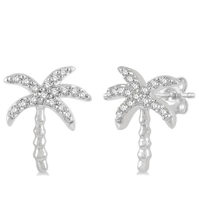 Parkplace Jewelers Palm Tree Petite Diamond Fashion Earrings 645B8PPTSERWG