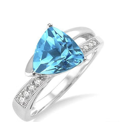 Parkplace Jewelers Silver Trillion Shape Gemstone & Diamond Ring 88099PPSSBTSLRG