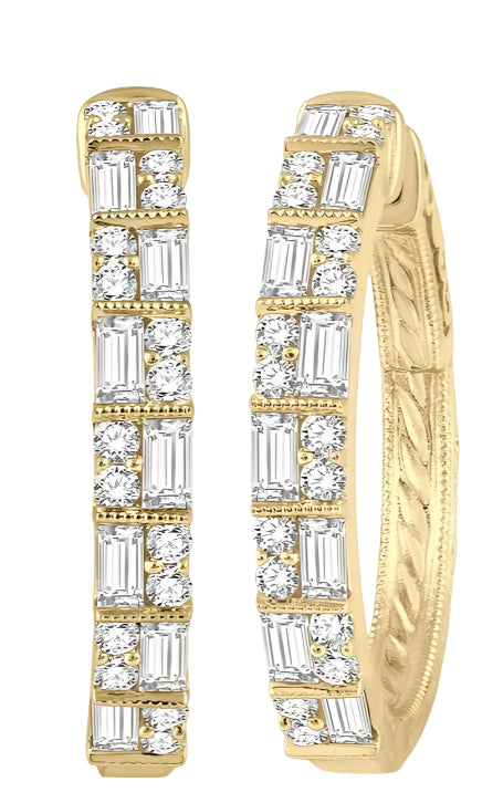 Parkplace Jewelers Double Row Baguette Diamond Hoop Earrings 630C1PPFGERYG