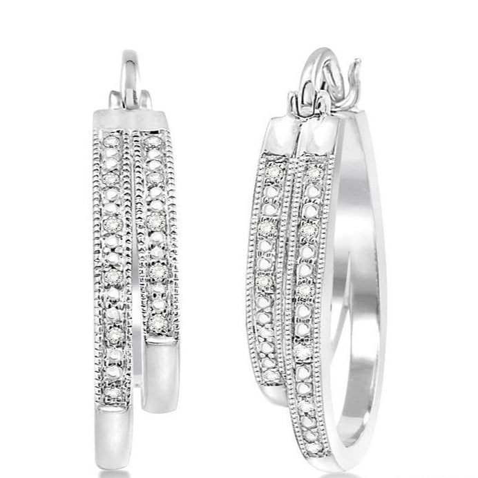 Parkplace Jewelers Silver Diamond Fashion Hoop Earrings 86538PPSSSLER