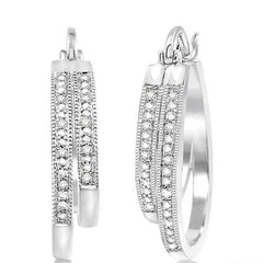 Parkplace Jewelers Silver Diamond Fashion Hoop Earrings 86538PPSSSLER