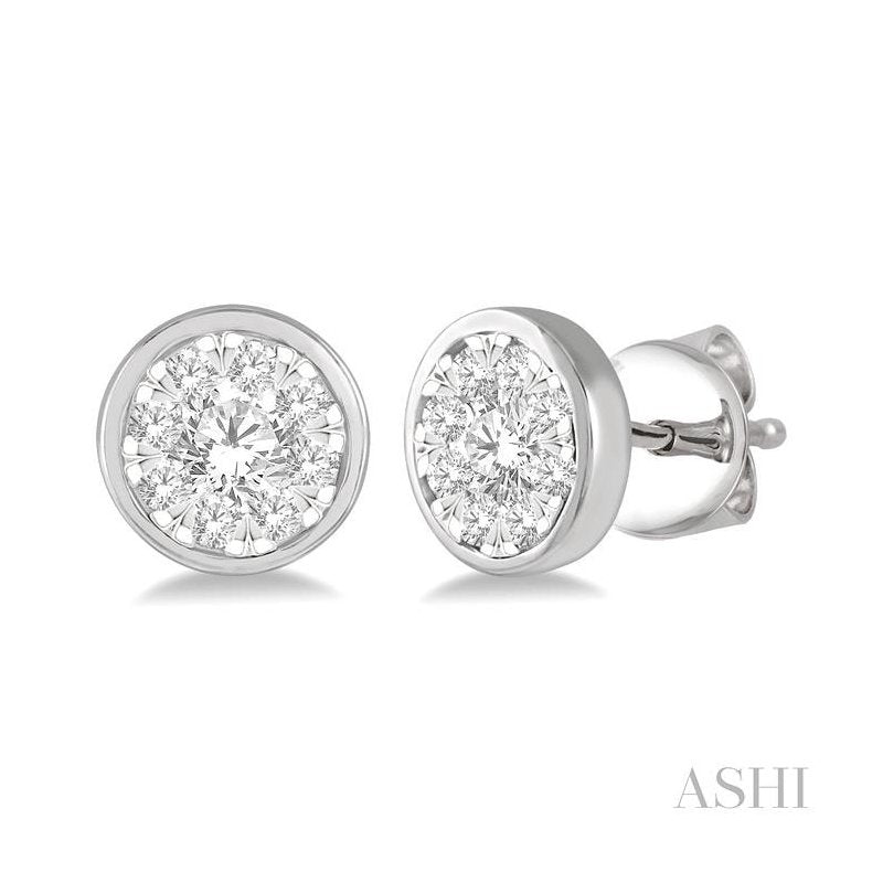 ASHI Round Shape Lovebright Essential Diamond Stud Earrings 921B3PPFGERWG