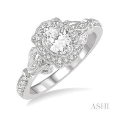 ASHI Oval Shape Halo Diamond Engagement Ring 253F3PPFVWG-LE