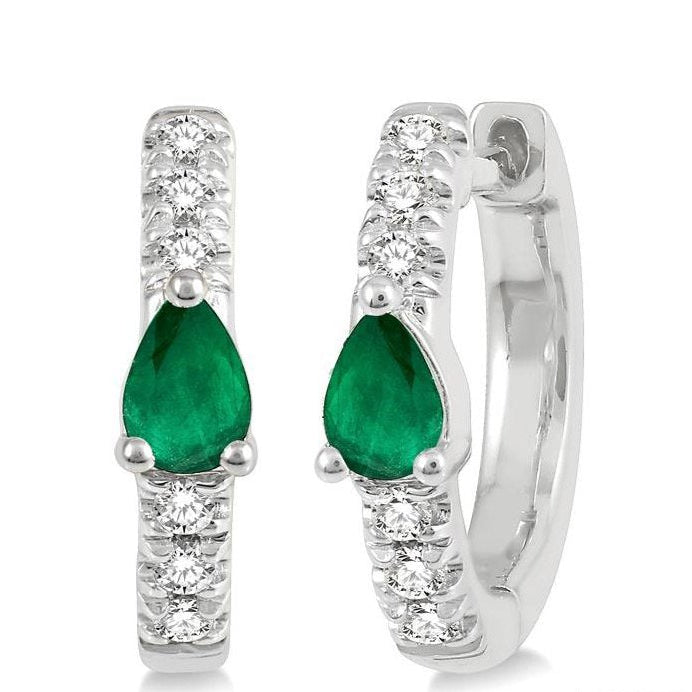 Parkplace Jewelers Pear Shape Gemstone & Petite Diamond Huggie Fashion Earrings 678V8PPTSEREMWG