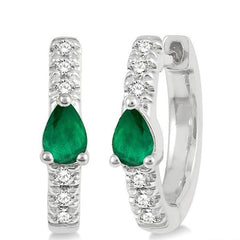 Parkplace Jewelers Pear Shape Gemstone & Petite Diamond Huggie Fashion Earrings 678V8PPTSEREMWG