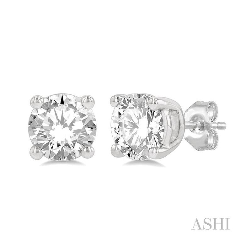 ASHI Round Shape Diamond Stud Earrings 66301PPFGERWG