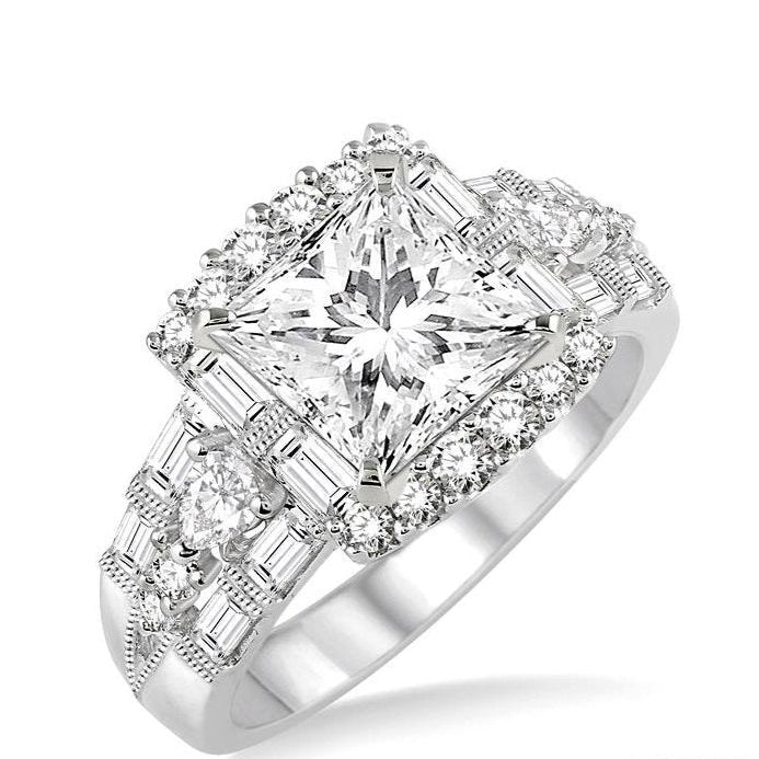 Parkplace Jewelers Princess Shape Semi-Mount Diamond Engagement Ring 18230PPFRWG-SM-1.15