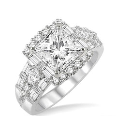 Parkplace Jewelers Princess Shape Semi-Mount Diamond Engagement Ring 18230PPFRWG-SM-1.15