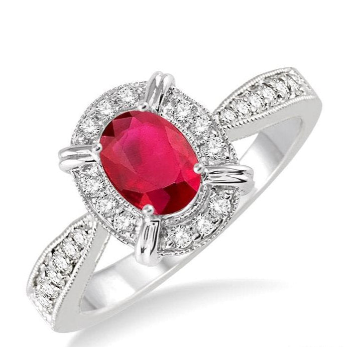 Parkplace Jewelers Oval Shape Gemstone & Diamond Ring 42568PPTSRBWG