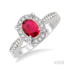 ASHI Oval Shape Gemstone & Diamond Ring 42568PPTSRBWG