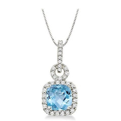 Parkplace Jewelers Cushion Shape Gemstone & Halo Diamond Pendant 60794PPFNPDAQWG