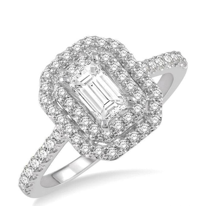 Parkplace Jewelers Emerald Shape Semi-Mount Halo Diamond Engagement Ring 241H6PPFHWG-SM