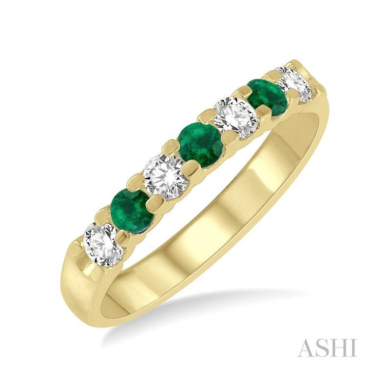 ASHI 7 Alternate Gemstone & Diamond Wedding Band 46485PPFGEMYG