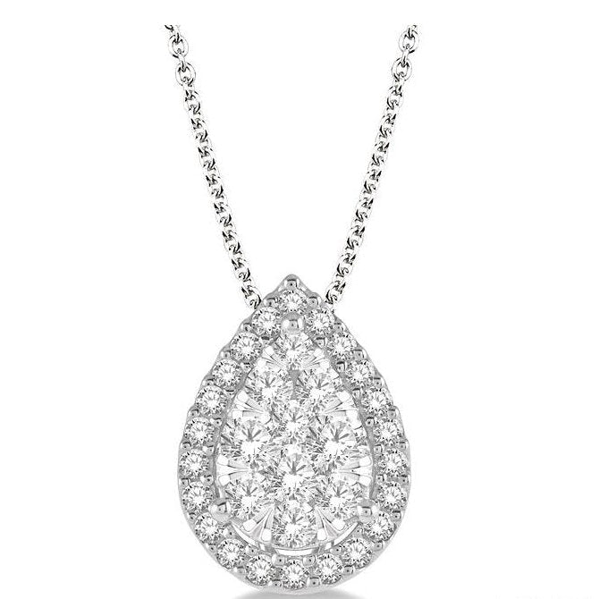 Parkplace Jewelers Pear Shape Halo Lovebright Essential Diamond Pendant 917B3PPFVPDWG