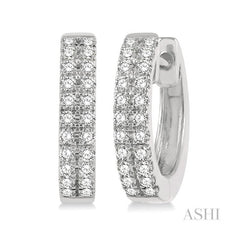 ASHI Two Row Petite Diamond Huggie Fashion Earrings 623C5PPFGERWG