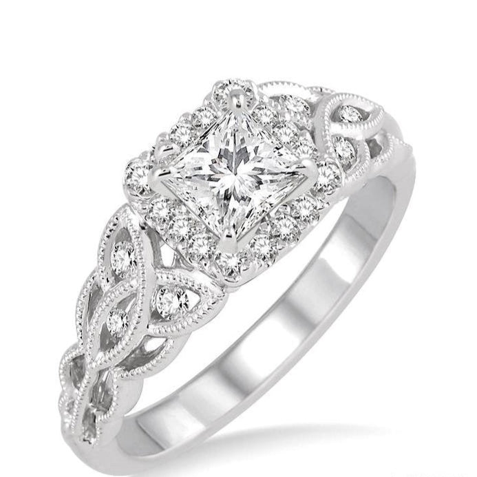 Parkplace Jewelers Princess Shape Semi-Mount Halo Diamond Engagement Ring 28596PPFHWG-SM
