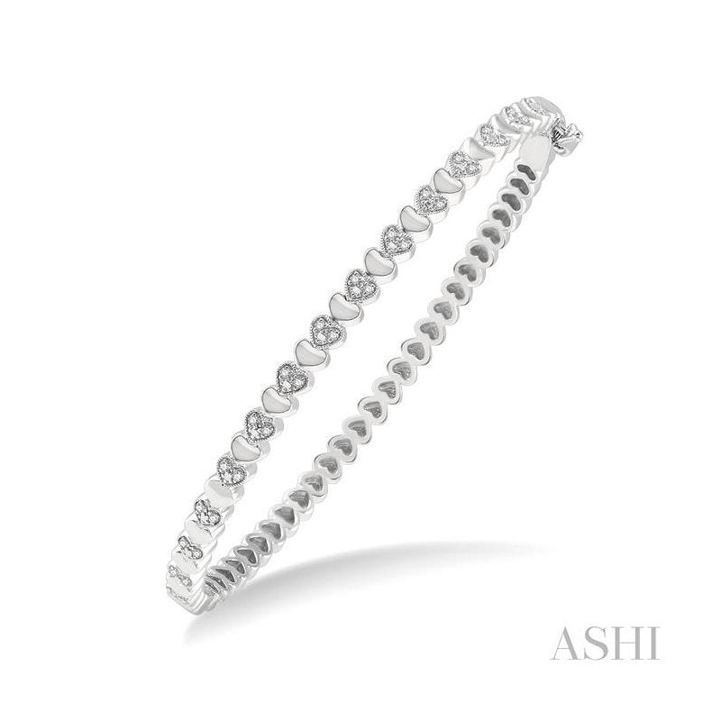 ASHI Silver Puffed Heart Shape Diamond Bangle 84108PPSSSLBG