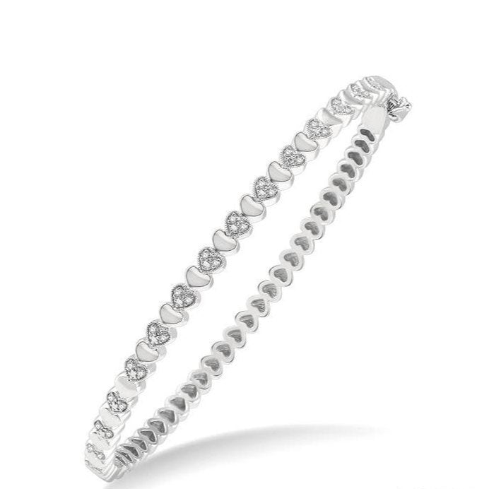 Parkplace Jewelers Silver Puffed Heart Shape Diamond Bangle 84108PPSSSLBG