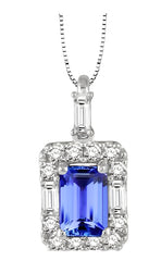 Parkplace Jewelers Emerald Shape Gemstone & Halo Diamond Pendant 58495PPFHPDTZWG