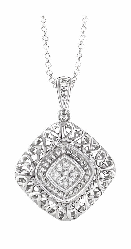 Parkplace Jewelers Silver Cushion Shape Diamond Pendant 87679PPSSSLPD