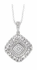 Parkplace Jewelers Silver Cushion Shape Diamond Pendant 87679PPSSSLPD