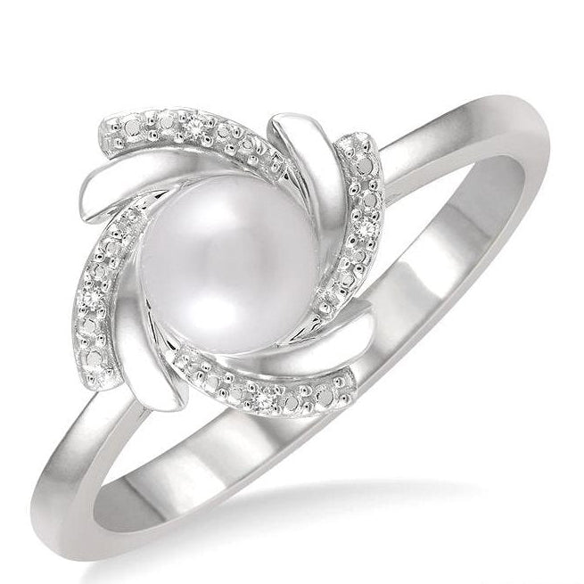 Parkplace Jewelers Silver Pearl & Diamond Ring 84179PPSSSLRG