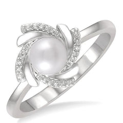 Parkplace Jewelers Silver Pearl & Diamond Ring 84179PPSSSLRG