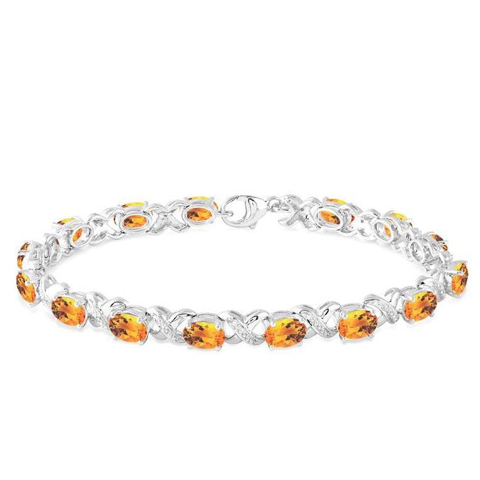 Parkplace Jewelers Silver Oval Shape Gemstone & Diamond Bracelet 85549PPSSCTSLTB