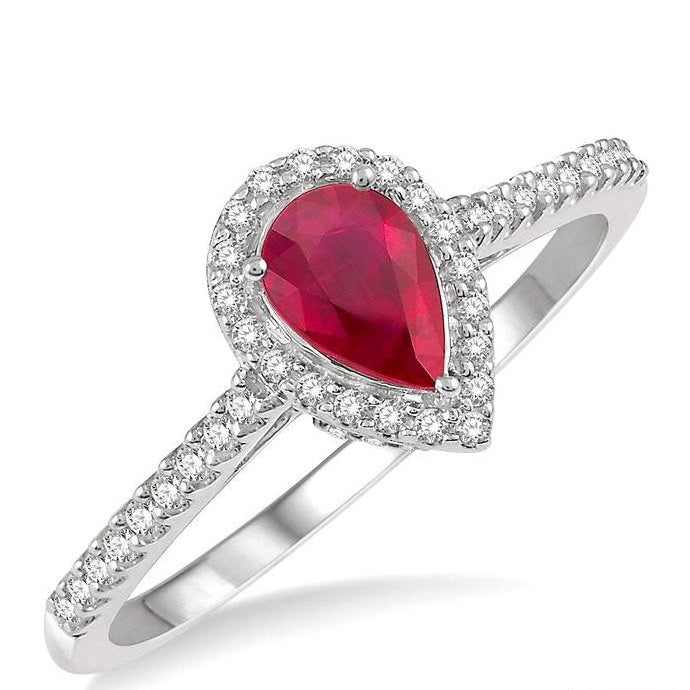 Parkplace Jewelers Pear Shape Gemstone & Halo Diamond Ring 40897PPTSRBWG