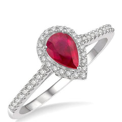 Parkplace Jewelers Pear Shape Gemstone & Halo Diamond Ring 40897PPTSRBWG